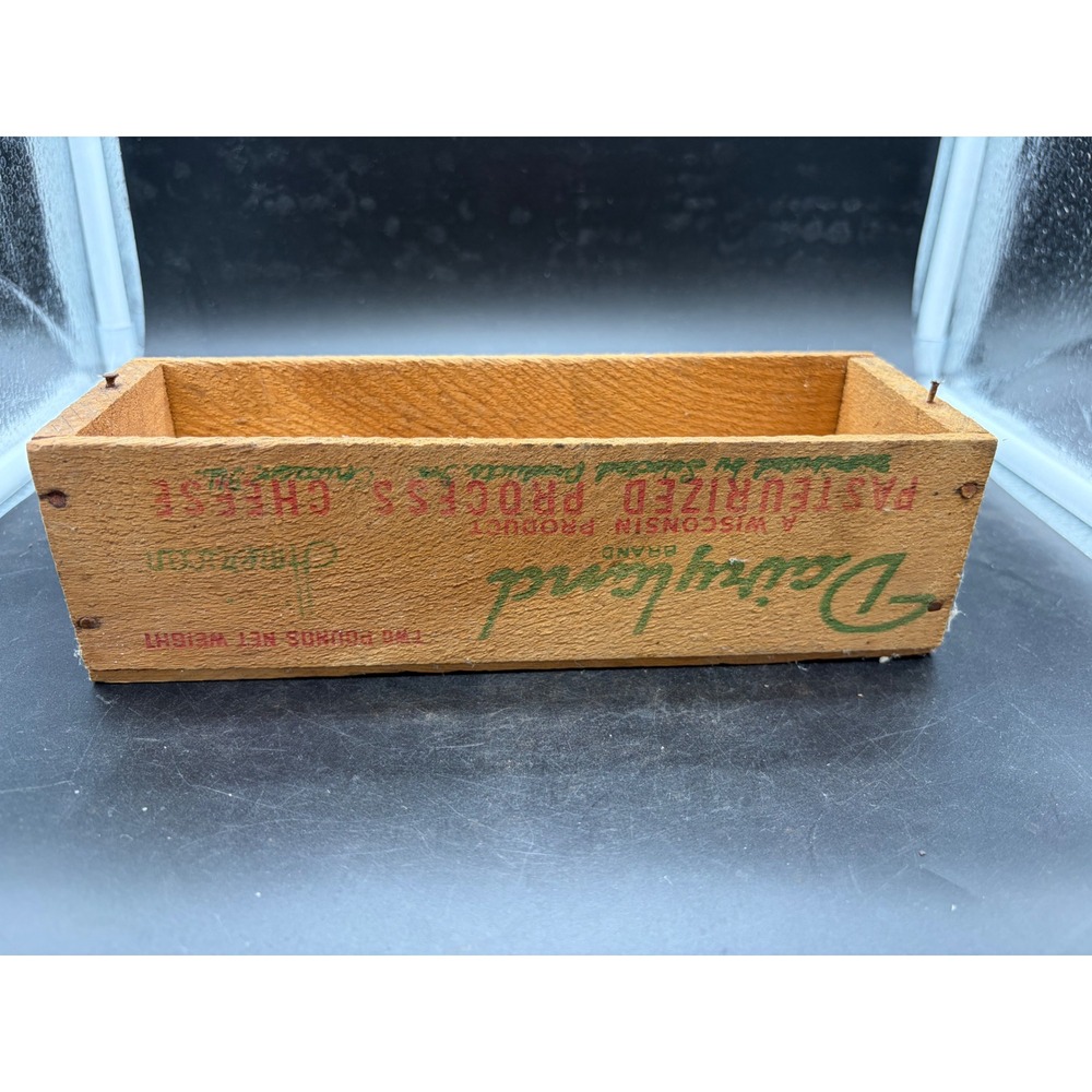 Vintage Dairyland Brand Wooden Cheese Crate 2lb Wisconsin Process American Box